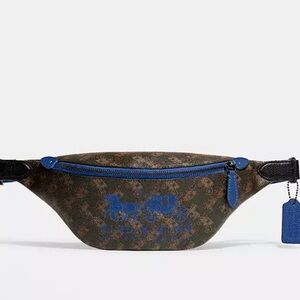 Coach Men's Belt Bag Black and Blue Belt Bag Women's Belt Bag